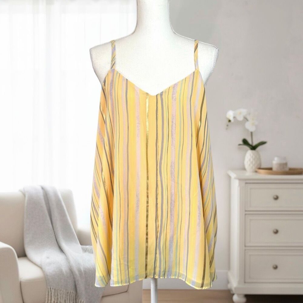 Torrid Sophie Yellow Gold Stripe Double Layer Swing Tank Cami Sz 1X